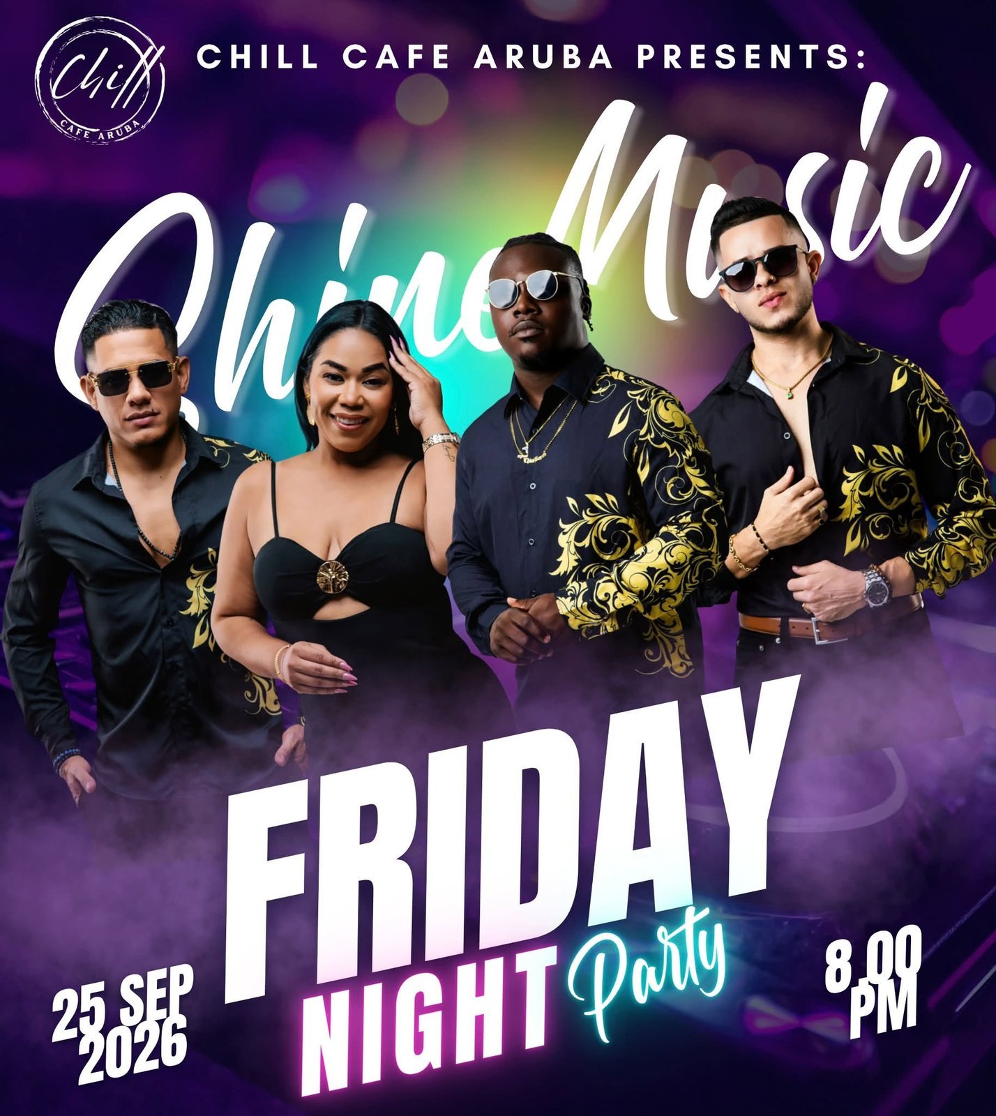 Chill Cafe Aruba presents Chime Music' Friday Night Party flyer, September 25 2026, 8 PM